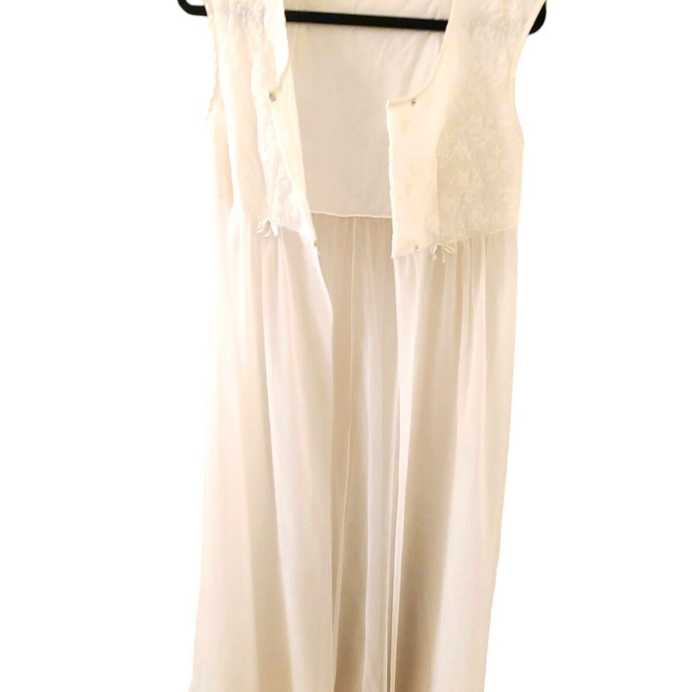 Vintage Gotham Gold Stripe Nightgown Lace 1950s Ankle To Floor Length Sz 34 - Picture 2 of 9
